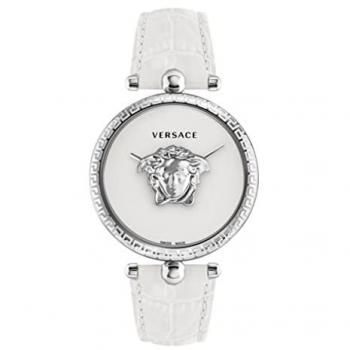 Versace Palazzo 39mm White and Silver Leather Women's Watch (5ATM)