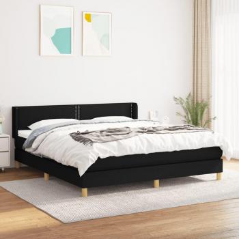 Cama Boxspring con Colchón Negro 180x200 cm en Tela