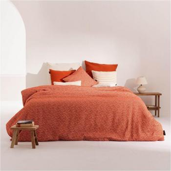 Funda nórdica jacquard de algodón y poliéster suavizado color naranja para cama de 90 cm, modelo Benisa, medidas 260x240 cm