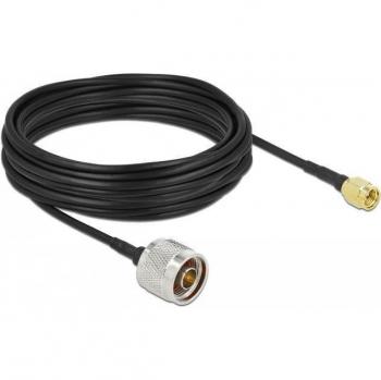 Cable Antena DeLOCK 10m - Conector N a Conector SMA - Baja Pérdida - Color Negro