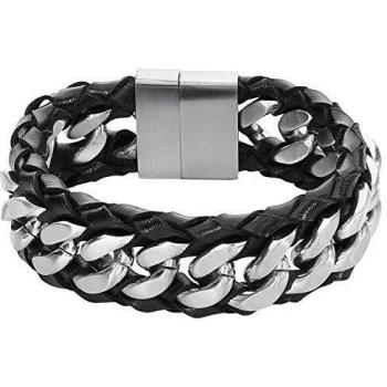 Wildcat Rock Basic Bracelet Hombre Pulsera Standard, Acero Inoxidable, Piel,