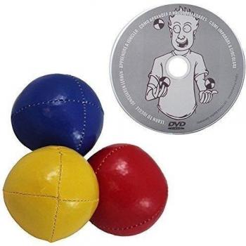 Juggle Dream - Pack de 3 x bolas de malabares profesionales y DVD Aprender malabarismo, color rojo/amarillo/azul