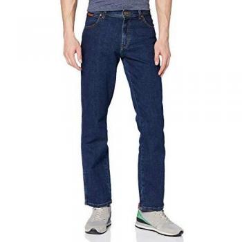 Wrangler Texas Stretch Dark Stone Blue Jeans for Men, Size 38/32
