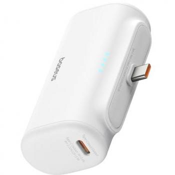 Powerbank Baseus Compact 5000mAh 20W USB-C Blanco con Conector Plegable