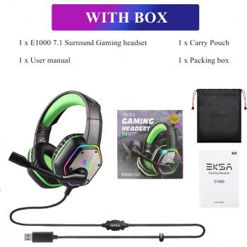 Auriculares Gaming EKSA E1000 con Micrófono, Cancelación de Ruido, Luz RGB, Sonido Envolvente 7.1, Con Cable para PS4 y PC