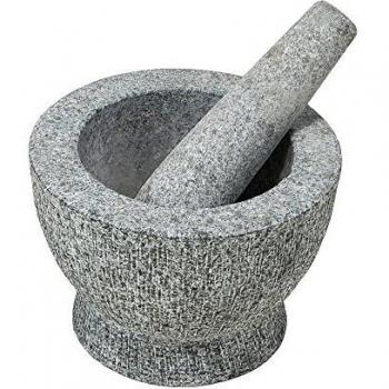 Mortero y maza de granito pulido Kesper 18 x 12 cm, color gris, calidad extra