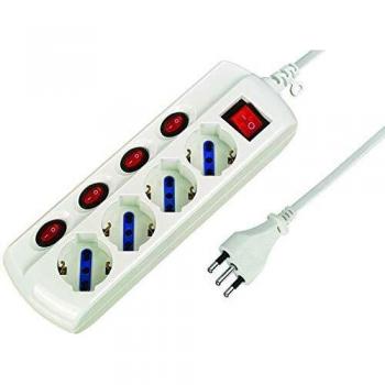 Multipresa 4 Tomas Bipolar Schuko con Interruptor y 5 Figuras Electraline