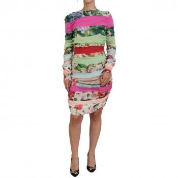Dolce & Gabbana Floral Sheath Bodycon Silk Dress - IT44 | L, Short Dresses, female, Multicolor, Size: M