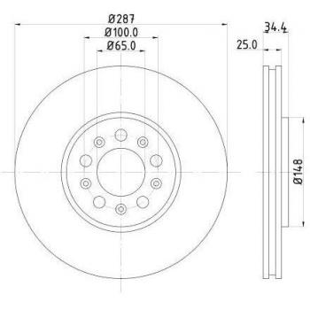Disco de freno HELLA 8DD 355 127-581 Alta Carbono Recubierto para Volkswagen Golf 4 y Polo IV/V