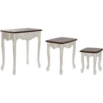 Juego de 3 mesas auxiliares blancas y marrones de DKD Home Decor