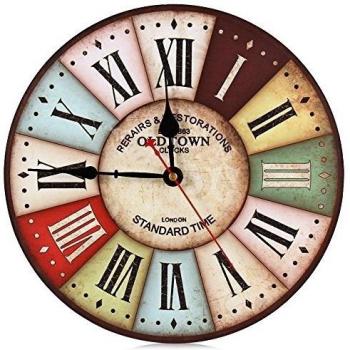 Retro Vintage Relojo de pared de Madera de Redondo Decorative Clock