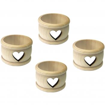 Kaltner Präsente – Regalo Idea – Servilleteros de madera de arce natural con diseño Corazón 4 unidades en Set