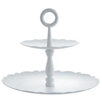 Alessi Dressed for X-mas Frutero Doble con Resina y decoración en Relieve, Acero, Blanco, 25 x 25