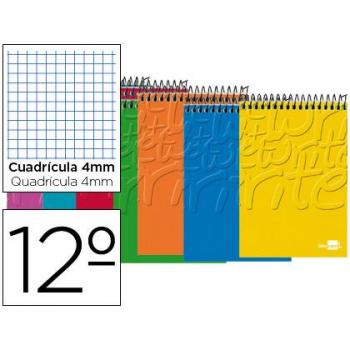 Cuaderno espiral Liderpapel bolsillo doceavo apaisado Smart tapa blanda 80h 60gr cuadro 4mm colores surtidos.
