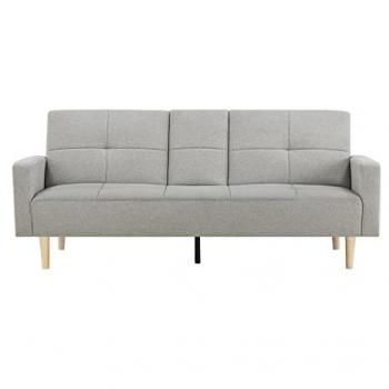 Sofá convertible 3 plazas gris Oslo con respaldo abatible y patas de madera escandinava