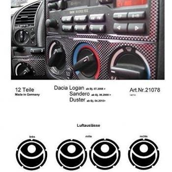 Prewoodec-Decoración para salpicadero, para Dacia Duster modelo 2010-02/01/2012, diseño con efecto 3D, diseño de Alemania 2 fibre di carbonio