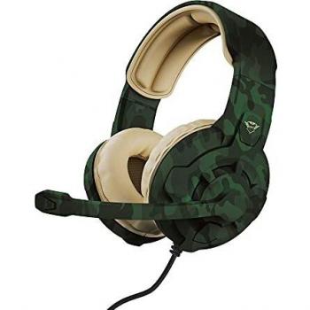 Trust Gaming GXT 411C Radius Auriculares Gaming Multiplataforma para PC, PS5, PS4, Xbox, Nintendo Switch, Mobile, Over Ear, Jack de 3.5 mm, Control de Volumen, Micrófono Ajustable - Verde Camuflaje