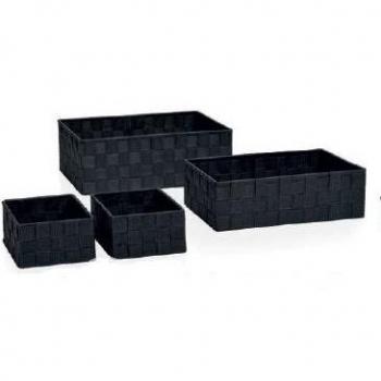 ANDREA HOUSE Set de 4 Cajas de Polipropileno Entrelazado Gris