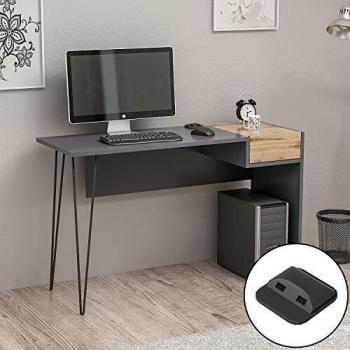 Homemania Escritorio Candy para Pc con Cajón, Melamina de Tablero de Partículas, MDF, Nogal, Antracita, 121 x 45 x 76 cm