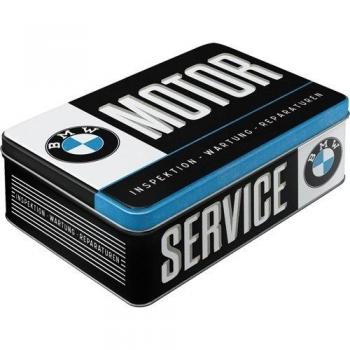 Nostalgic-Art Caja ​Plana de Metal Retro BMW – Service – Idea de Regalo para Amantes a Coche, Lata metálica con Tapa, Diseño Vintage, 2,5 l