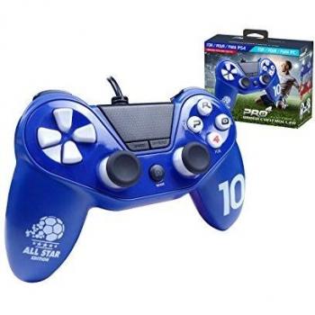 Mando Pro4 fútbol con cable - Accessorio compatible con PS4 / Slim /Pro - PS3 - PC - Azul