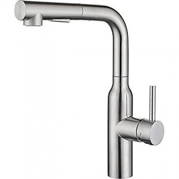 CREA Grifo Cocina Extraible, Grifería Grifo de Cocina Monomando para Fregadero Grifo de Cocinacon Caño 360° Giratorio, Acero inoxidable