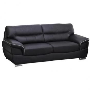 Sofá 3 Plazas de Piel Thibault - Negro - Fijo - Contemporáneo - Diseño