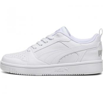 Zapatilla Puma Rebound V6 Low GS Blanco - Zapatillas de deporte para mujer, diseño bajo, color blanco, suela de goma, material sintético en parte superior, amortiguación ligera y soporte en el talón