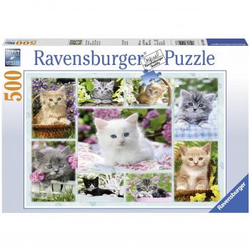 Rompecabezas Ravensburger de 500 piezas Gatitos en sus canastas