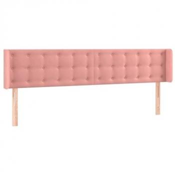 Cabecero con LED de terciopelo rosa 203x16x78/88 cm