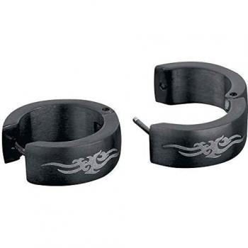 etNox hard and heavy Tribal Thorns Unisex Pendiente Negro, Acero Inoxidable, An. 5 mm