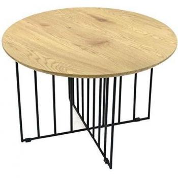 Mesa baja redonda Maverick de madera y metal, 70 cm diámetro