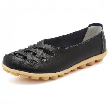 Mocasines de Cuero Mujer Loafers Casual Zapatos de Conducción Cómodos Zapatillas del Barco