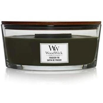 Woodwick Frasier Fir Scented Candle with Wooden Wick (Hearthwick), 453.6 g, Burn Time: Up to 50 Hours