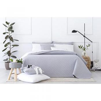 Colcha Boutí Fina Multiusos Gris Claro 230x260cm con Diseño Piqué para Todas las Estaciones - Cama 120/135, 100% Microfibra Extra Suave