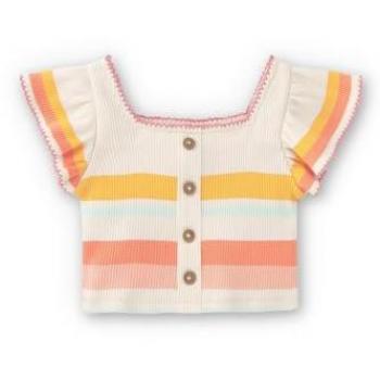 Camiseta de Niña Rayas con Volantes Manga Corta Talla 5-6 Años