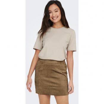 Camiseta de mujer ONLY de manga corta y cuello redondo, color beige, modelo ONLONLY S/S TEE JRS NOOS