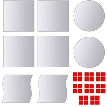 vidaXL Eight Piece Mirror Tiles Multi-Shape Glass