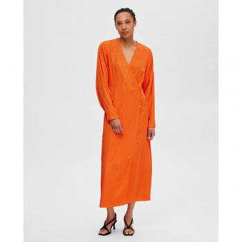 Selected Femme - Vestido largo satinado animal print