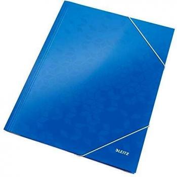 Carpeta de cartón A4 Leitz WOW con 3 solapas y cierre elástico, color azul metalizado