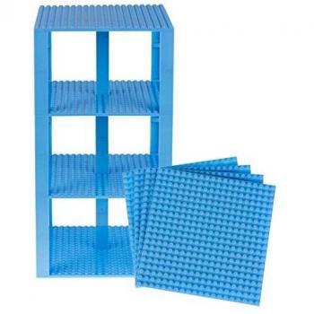Pack de 4 bases con ladrillos apiladores 2 x 2 - Construcción en forma de torre - Compatible con todas las marcas - 15,24 x 15,24 cm - Azul cielo