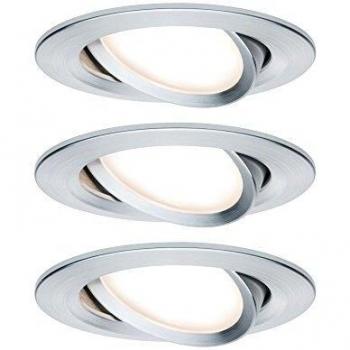 Juego de 3 focos empotrados LED Slim Coin, regulables y giratorios, 6W, 2700K, aluminio