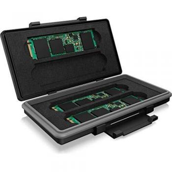 Caja Protectora ICYBOX IB-AC620-M2 para 4x M.2 SSDs hasta 80 mm, rígida y portátil en color negro/gris
