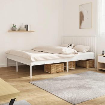 Estructura de cama con cabecero de metal blanco 160x200 cm
