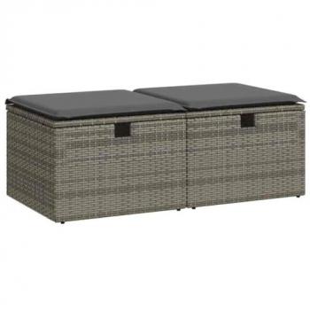 vidaXL 2 Piece Garden Sofa Set with Cushions Grey Poly Rattan Acacia