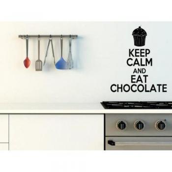 'KEEP Calm and Eat CHOCOLATE' - divertido vinilo decorativo para pared, negro, Small: 30cm x 35cm / 12 x 14