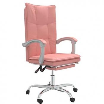 Silla de oficina reclinable de cuero sintético rosa