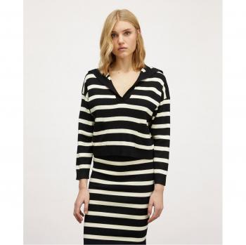 Jersey de mujer jacquard de rayas con cuello de pico