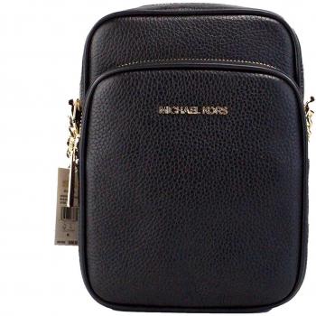 Michael Kors Jet Set Travel Chain Crossbody Bag - Black Pebbled Leather, North South design, ONE SIZE