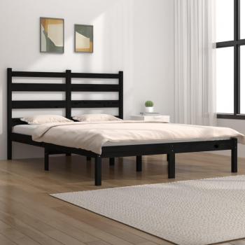 Cama de madera maciza de pino negra 180x200 cm Super King